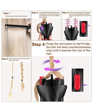 Automatic Hair Braider Electronic Hair Braid Maker Twister with Comb - Black - Buy Online on GoSupps.com
