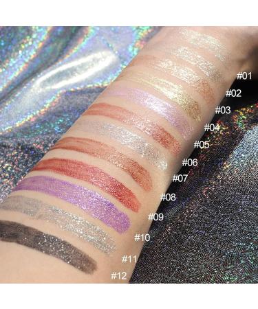Eye Gloss Eyeshadow | 12 Colors Shimmer Eyeshadow Waterproof Long Lasting Quick-Drying Brilliant Gel Highlighter Sparkling Shimmer Eyeshadow Pochy - Buy Online on GoSupps.com