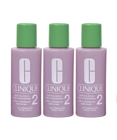 Pack of 3 x Clinique Clarifying Lotion 2 for Dry Combination Skin, 2 oz each Travel Size, Unboxed