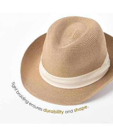Packable Straw Fedora Sun Hat for Women Men - Khaki-beige - Large/X-Large - Buy Online on GoSupps.com