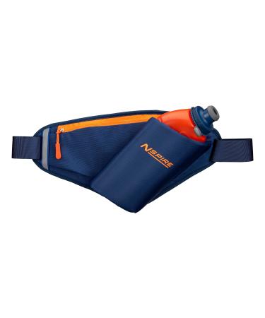 Nspire Hydration Waist Pack Bottle with 18oz Flask and Storage Area  Running, Hiking, Walking, Camping, Cycling, True Navy/Tigerlily