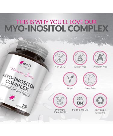 Myo-Inositol Complex 4000mg - 180 Vegan Tablets with Folate & Chromium - PCOS Supplement for Women - Hormone Balance - UK Made - Buy Online on GoSupps.com