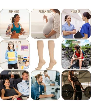 Firtink 2 Pairs Compression Socks For Women Men 20-30 Mmhg Knee High Socks Varicose Veins Socks Surgical Compression Socks For Nursing Pregnancy Flight Sports Travel - Buy Online on GoSupps.com