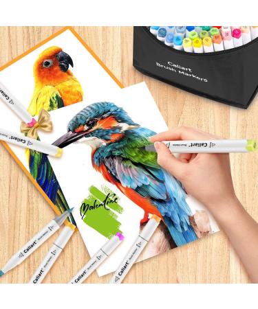 51 Colors Caliart Alcohol Brush Markers - Dual Tip Artist Markers for Coloring, Painting, Drawing - Craft Supplies for Adults and Kids - Buy Online on GoSupps.com