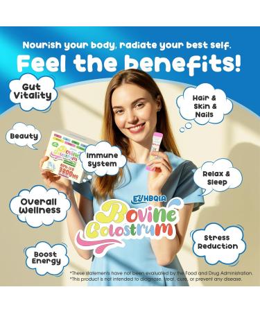 Colostrum Supplement Powder - Grass Fed Bovine Colostrum with 60% IgG Hyaluronic Acid Zinc & Biotin | Supports Gut Health Immune System Beauty & Hair Growth | Unflavored 50 Servings Packets Unflavored 5.64 Ounce (Pack  - Buy Online on GoSupps.com