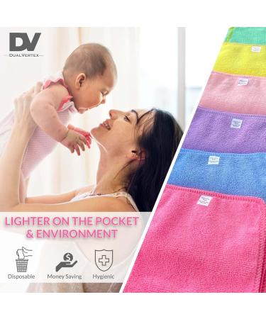 DualVertex 30 Reusable Baby Wipes Microfiber Face Cloth - Washable & Unscented | Multipurpose Makeup Remover Cloth with Laundry Bag | Ideal for New Born Gift - Buy Online on GoSupps.com