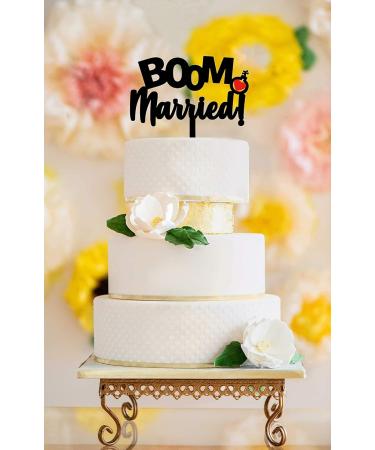 LOVENJOY Boom! Married Funny Wedding Cake Topper Gift-Boxed Black Frosted Acrylic Colour - Buy Online on GoSupps.com