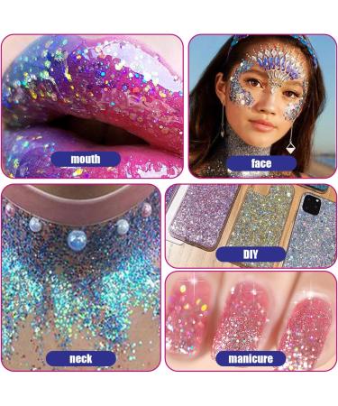 3PCS Body Glitter Face Glitter Gel - Safe Chunky Sequins for Festivals Parties & DIY - 50ml | Sparkling Makeup for Face Body Hair & Nails - Buy Online on GoSupps.com