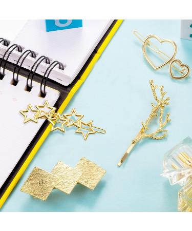 12-Piece Minimalist Gold Hair Barrettes with Rhinestone Pearl Moon Star - Women's Hair Accessories - Buy Online on GoSupps.com