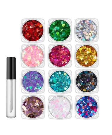 Jlobnyiun Face glitter for women face and body glitter 12 luminous colors 10ml skin-friendly cosmetics for girls carnival supplies