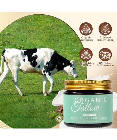 Vbolre Grass Fed Beef Tallow with Frankincense Oil and Castor Oil Organic Grass Fed Beef Tallow for Skin Whipped Beef Tallow Frankincense Oil Castor Oil for Skin Face Body Moisturizer (1) - Buy Online on GoSupps.com