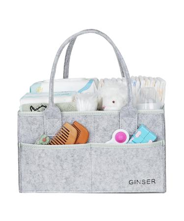 GINSER Baby Diaper Caddy Organizer |Gift Registry For Baby Shower |Baby Gift Baskets| Newborn Babys Nursery Essentials for Changing Table and Car, Gray