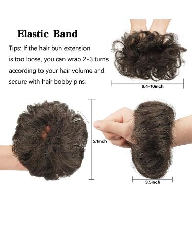 FESHFEN Messy Bun Hair Piece - 100% Human Hair Extension in Dark Brown - Buy Online on GoSupps.com