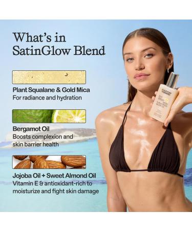 Everyday Humans SPF30 Sheer Body Glow Oil - Hydrating UV Protection with Gold Mica | Vegan Cruelty-Free | 5.1 Fl Oz | Bergamot Squalane & Jojoba Oil | UVA/UVB Broad Spectrum - Buy Online on GoSupps.com