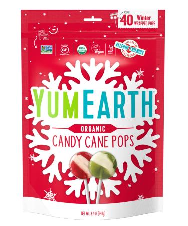 YumEarth Organic Candy Cane Pops Wild Peppermint 40 Pops 8.73 oz (247.6 g)