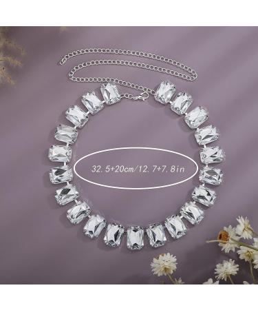 YERTTER Silver Rhinestone Choker Necklace - Adjustable Chunky Chain for Women - Clear Rhinestone Statement Jewelry for Party and Music Bar - Buy Online on GoSupps.com