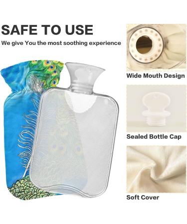 Naanle 2L Transparent Hot Water Bottle - Large Pfauenfedern Design for Heat & Cold Therapy | Ideal for Pain Relief & Comfort - Buy Online on GoSupps.com