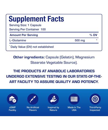 Free Form L-Glutamine Supplement - Clinical L Glutamine Capsules 500mg for Gut Health and Immune Support - Powerful Amino Acid Glutathione Precursor - Non-GMO & Made in The USA - 100 Servings - Buy Online on GoSupps.com