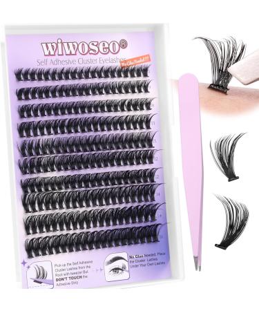 Self-Adhesive Eyelashes Kit - Wiwoseo No Glue D Curl Individual Clusters (50 Pcs, 8-16MM) for Beginners - Buy Online on GoSupps.com