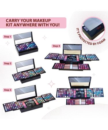 190-in-1 Professional Makeup Kit for Women | Eyeshadows Blushes Brushes & More - Perfect Full Makeup Look - Buy Online on GoSupps.com