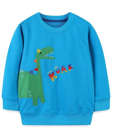 Boys Sweatshirt for Kids Dinosaur Jumper Cotton Casual Top Long Sleeve Pullover T-Shirt Toddler Girls Shirts Baby Clothes 1-8 Years 3-4 Years Dinosaur 01
