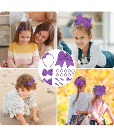 Bekecidi 20 Pieces Bow Hair Accessories Set Bow Hair Tie Hairpin Bow Hair Clips Rubber Band Bow Headband Hair Styling Decoration Accessories for Girls and Kids (Purple) - Buy Online on GoSupps.com