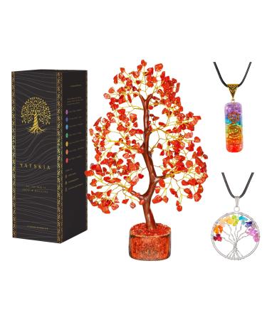 YATSKIA Red Jasper Crystals - Crystal Tree of Life - Gemstone Tree - Spiritual Items - Meditation Room Decor - Spiritual Decor - Reiki Gifts - Good Luck Charms - Metaphysical Gifts