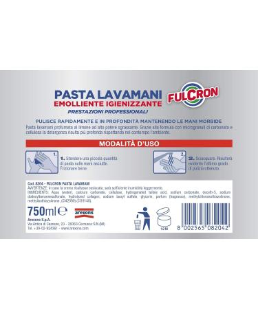 Fulcron Hand wash paste 750 ml emollient hand wash and detergent cleaning and degreasing power also ideal for removing difficult dirt industrial use - Buy Online on GoSupps.com