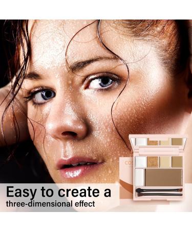 Boobeen 6 Colors Cream Contour Makeup Palette | Highlighter & Bronzer Kit with Mirror & Brush | Waterproof Concealer for Women - Buy Online on GoSupps.com