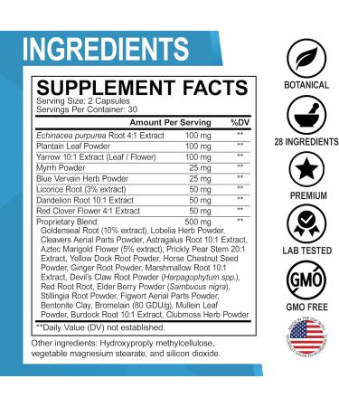 Lymphatic Drainage Supplements - Herbal Cleanse Pills with Echinacea Ginger & More for Lymph Node Detox | International Shipping - Buy Online on GoSupps.com