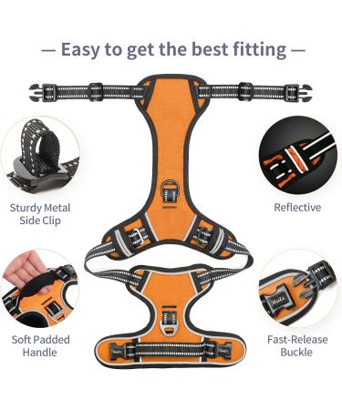 Buy Heele No-Pull Dog Harness & Large Dog Crockery - Softly Breathable Adjustable Reflective Dishes in XL University Orange - Buy Online on GoSupps.com