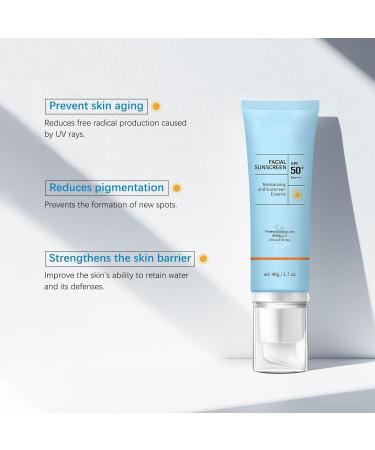 Face Sunscreen SPF 50 Broad Spectrum - Clear Hydrating Formula for Sensitive Skin Non-Greasy Sun Protection Against UVA/UVB Rays Travel Size 1.7oz No Sticky Feel (2) - Buy Online on GoSupps.com