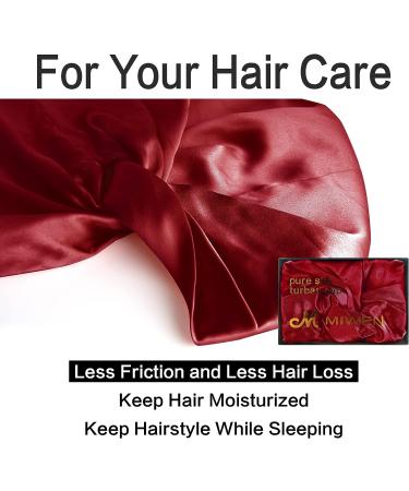 Miwen Silk Sleep Cap - Pure Mulberry Silk Turban for Hair Care | Red Wine - Buy Online on GoSupps.com