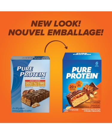 Pure Protein Bars - Nutritious Gluten Free protein bar made with Whey protein blend - low sugar protein snack. Deliciously satisfying. Chocolate Peanut Caramel (Pack of 6) - Buy Online on GoSupps.com