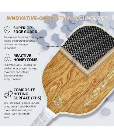 2023 USAPA Approved Pickleball Paddles Set of 2 - Carbon Fiber Surface, Polypropylene Core, Anti-Slip Grip, Portable Carry Bag - Wood Grain Design - Buy Online on GoSupps.com