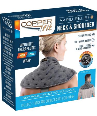 Copper Fit Rapid Relief Neck & Shoulder Wrap - Grey | Soothing Pain Relief - Buy Online on GoSupps.com