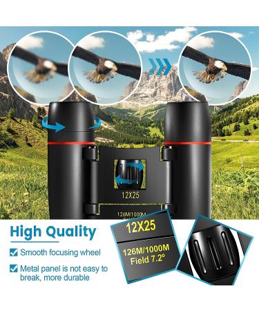 WRNRN 12X25 Mini Pocket Binoculars - Compact Lightweight Foldable Binoculars for Adults & Kids - Ideal for Bird Watching, Travel, Opera, Concerts, Hiking, Cruise, Football Game - Buy Online on GoSupps.com