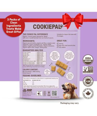 Cookie PAL Sweet Potato Dog Treats with Flaxseed Crunchy Human Grade USDA Organic Puppy Treats 300g (Pk of 3) Sweet Potato & Flaxseed 300 g (Pack of 3) - Buy Online on GoSupps.com