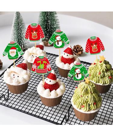 32 Pieces Ugly Sweater Cupcake Toppers Christmas Cupcake Toppers Christmas Ugly Sweater Themed Party Decoration Cupcake Topper for Christmas Party Decorations Supplies - Buy Online on GoSupps.com