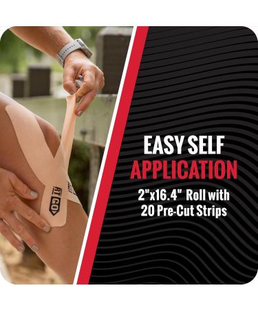Buy RockTape Go Standard Adhesive Pre-Cut Kinesiology Tape (Beige) - International Shipping Available - Buy Online on GoSupps.com