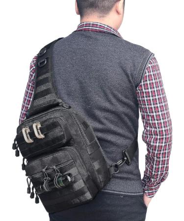 Tactical Sling Bag Pack - Military Assault Shoulder Backpack - Black - Buy Online on GoSupps.com
