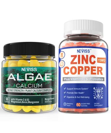 NEVISS Algae Calcium Gummies + Zinc Copper Gummies
