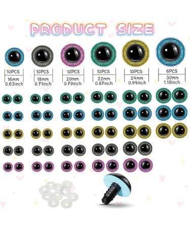 56-Piece Large Safety Eyes for Amigurumi & Stuffed Animals Craft Eyes for DIY Puppet, Bear, Toy, Doll Making 6 Sizes (Green, Grey, Yellow, Pink, Blue) - Buy Online on GoSupps.com
