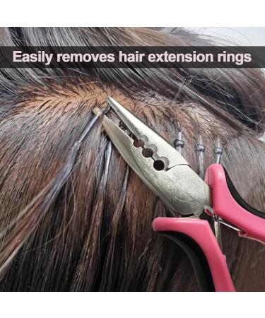 Hair Extension Pliers 3-Hole Mini Hair Extension Tool for Micro and Nano Ring Hair Extensions (Pink) - Buy Online on GoSupps.com
