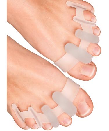 YOGAMEDIC Toe Separator for Overlapping Toes 6Pcs Improved Silicone 0% BPA One-Size - Bunion Corrector Toe Straightener to Relax Spread and Stretch- Bunion Support for Women & Men - Toe Spreader