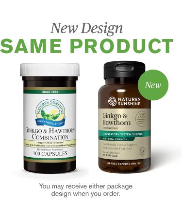 Nature's Sunshine Ginkgo Hawthorn Combo 100 Capsules | Herbal Cardio Support - Buy Online on GoSupps.com