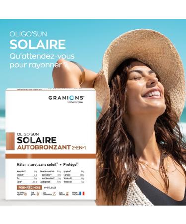 GRANIONS Tanning Self-Tanning Capsule 2-IN-1 Food Supplement Accelerator Sunless Tanning Protects Formula Enriched with Natural Pigments 2 Month Format 60 Capsules Made in France - Buy Online on GoSupps.com