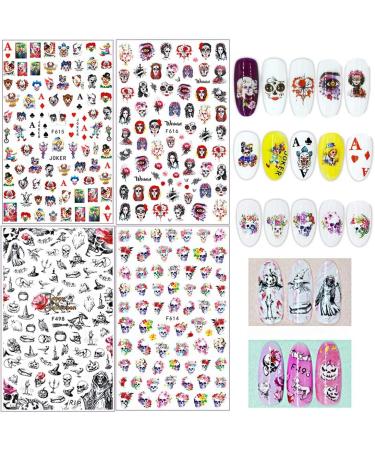 Kalolary 12 Sheets Halloween Nail Art Stickers Decals DIY Self-Adhesive Nail Sticker Decals Nail Art Tips Stencil Nail Decorations for Halloween Party Include Pumpkin/Bat/Ghost/Witch etc - Buy Online on GoSupps.com