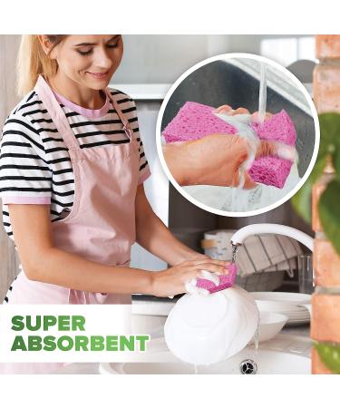 SCRUBIT Cellulose Scrub Sponge - 6 Pack Kitchen Cleaning Sponges for Dishes, Pans, Pots - Dishwashing Sponge Set - Buy Online on GoSupps.com