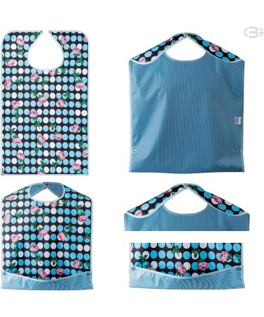 BauGaa Water-Repellent Adult Bib - Washable Clothing Protection for Seniors | Large Blue-White Roses Design - Buy Online on GoSupps.com